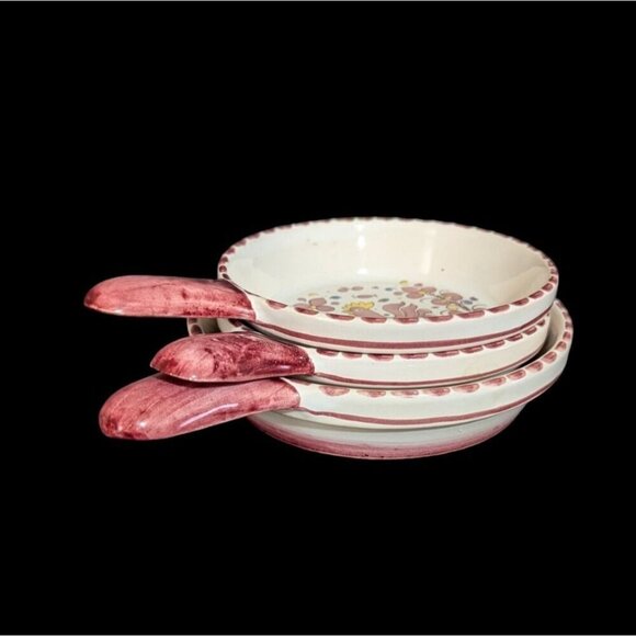 Paul Vogt handled bowls Rooster floral design Red Farmhouse Cottage 4 - Picture 2 of 8